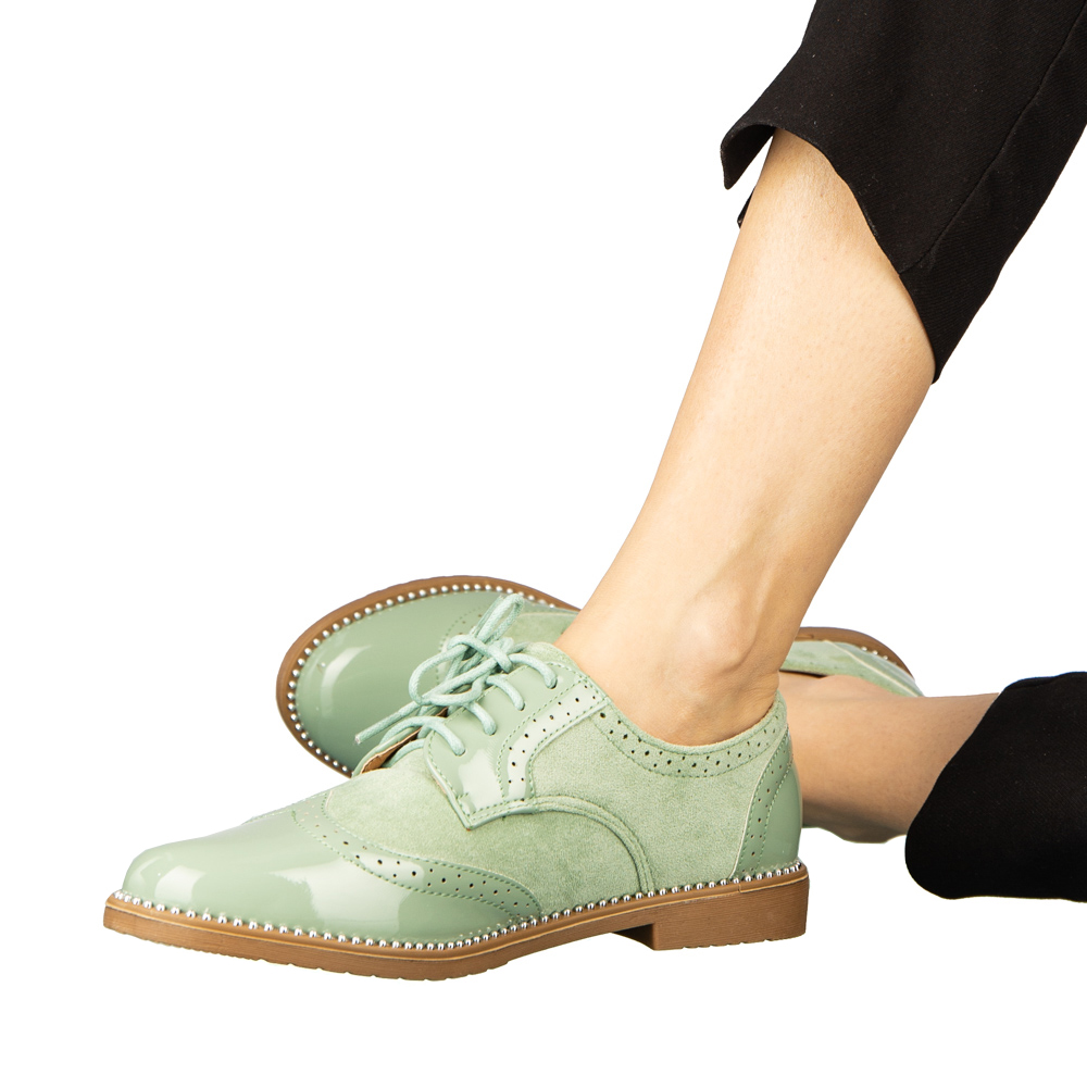 Pantofi dama casual fara toc din piele ecologica verzi Bergo, 6 - Kalapod.net