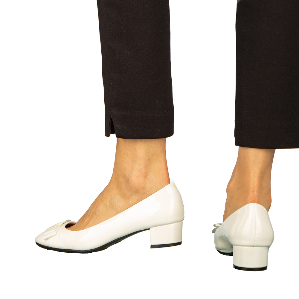 Pantofi dama cu toc albi din piele ecologica Turni, 5 - Kalapod.net