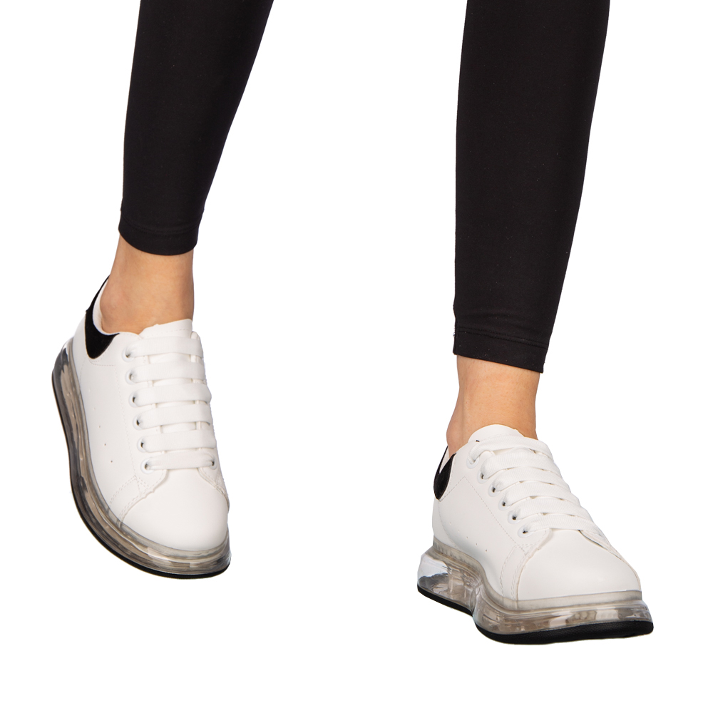Pantofi sport dama negru cu alb din piele ecologica Giuca, 5 - Kalapod.net