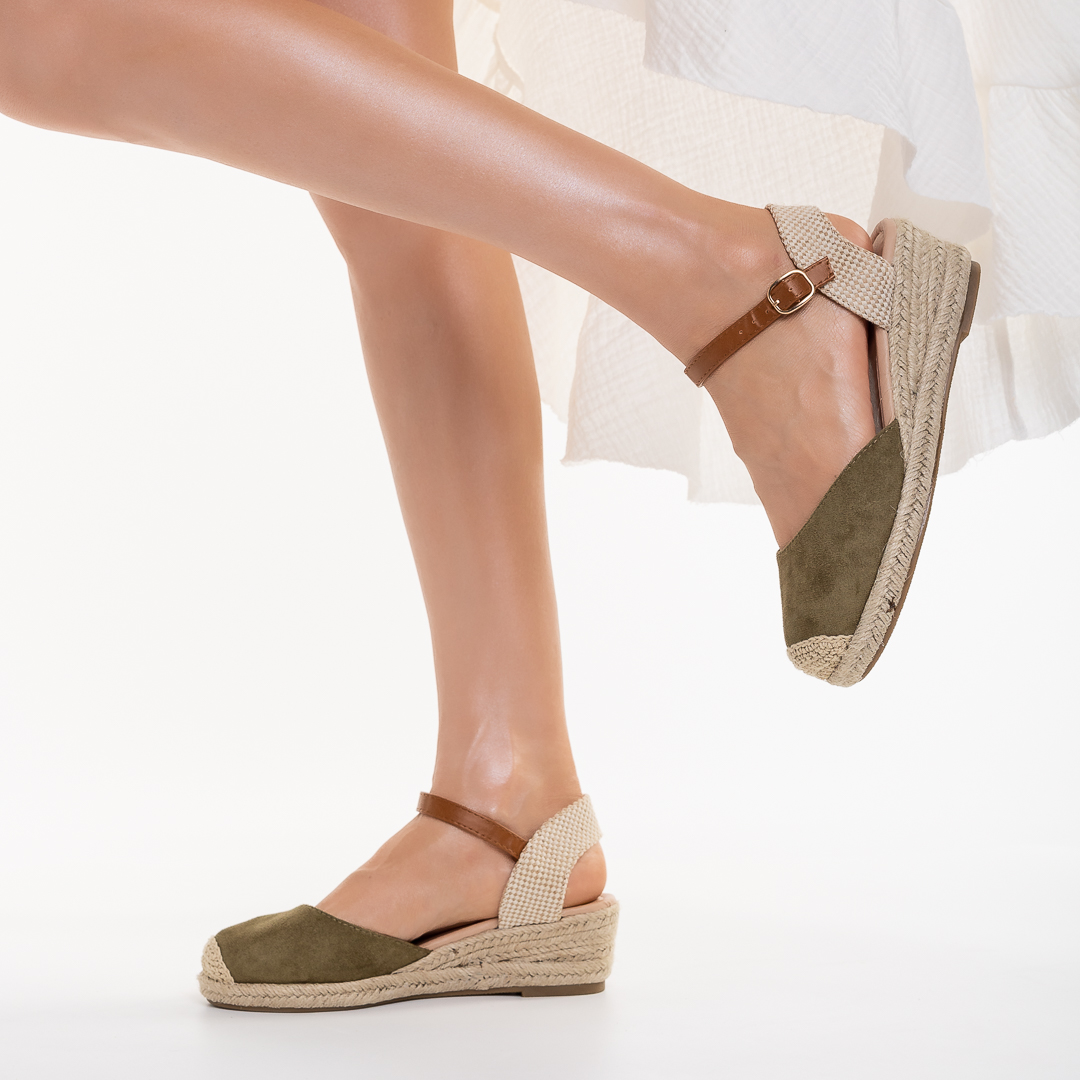 Sandale dama verzi din material textil Karter, 6 - Kalapod.net