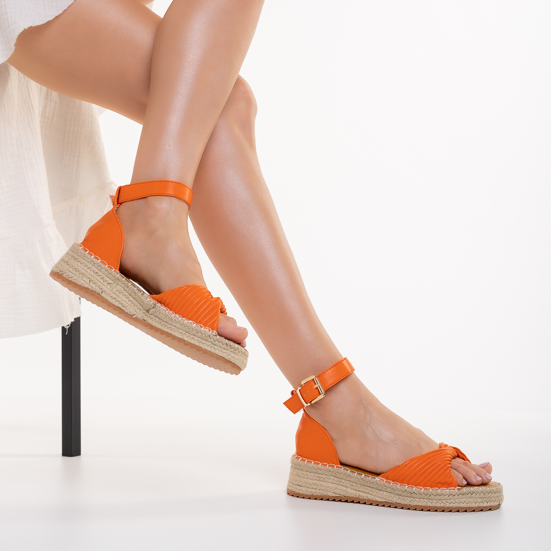 Sandale dama portocalii din piele ecologica Thelma - Kalapod.net