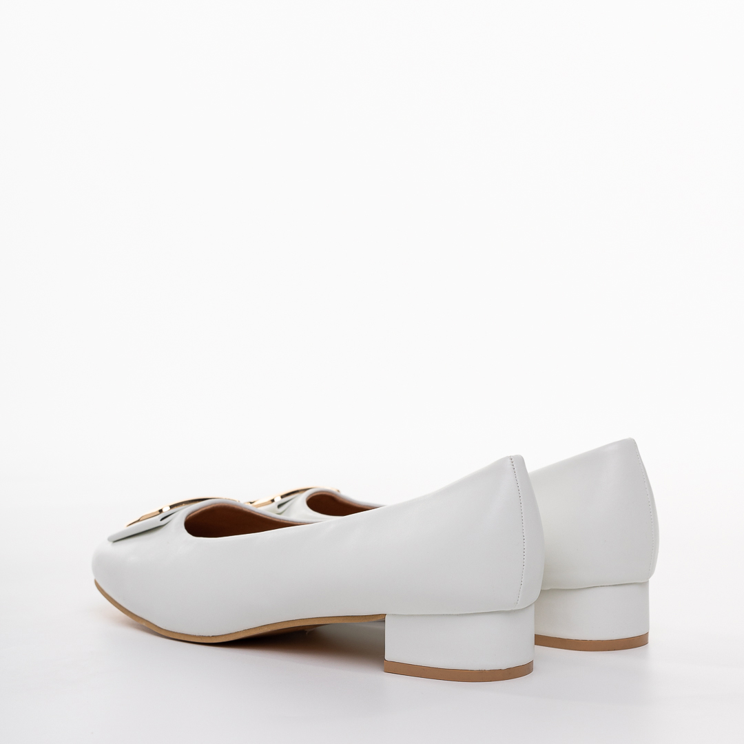 Pantofi dama cu toc albi din piele ecologica Francess, 3 - Kalapod.net