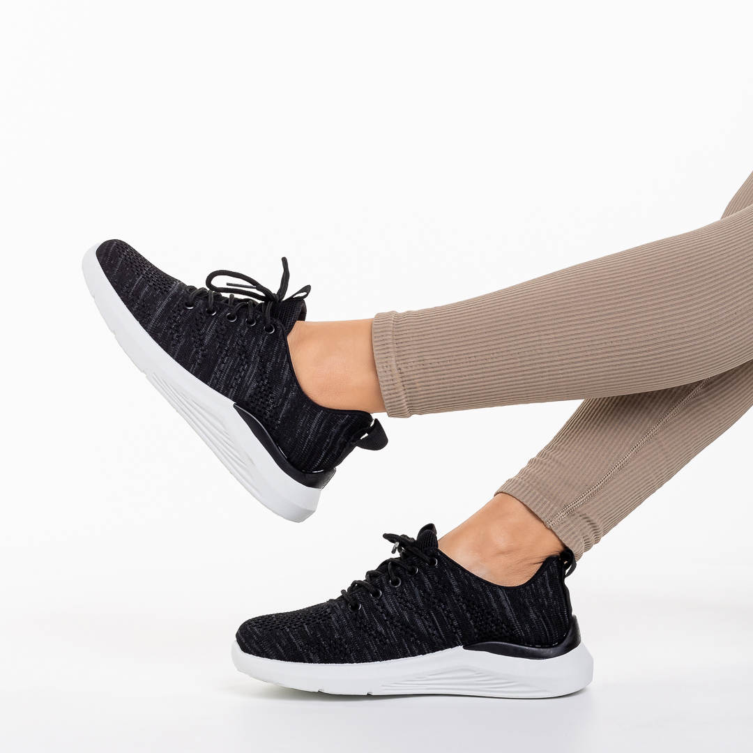 Pantofi sport dama negri din material textil Thiago - Kalapod.net