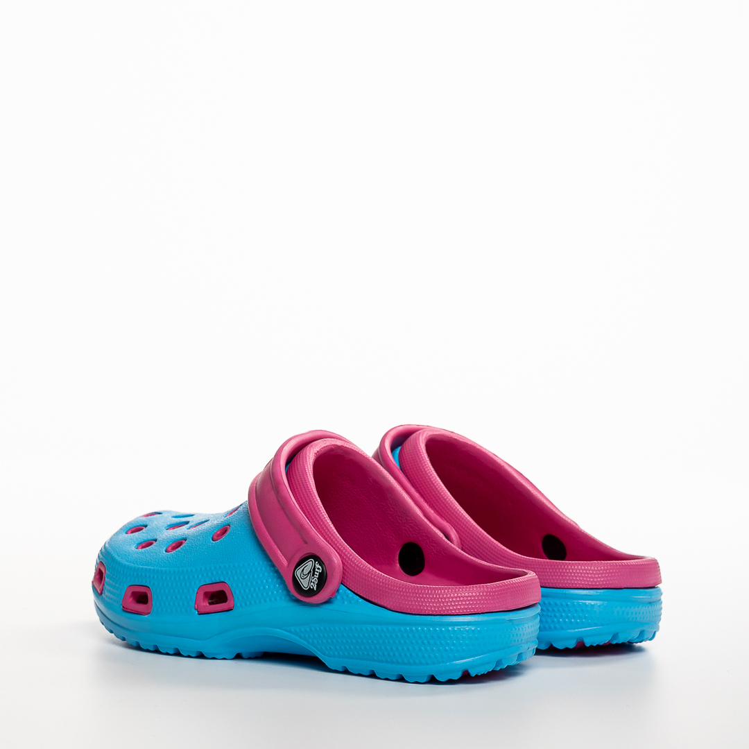 Papuci copii albastri cu roz din material sintetic Ibrahim, 3 - Kalapod.net