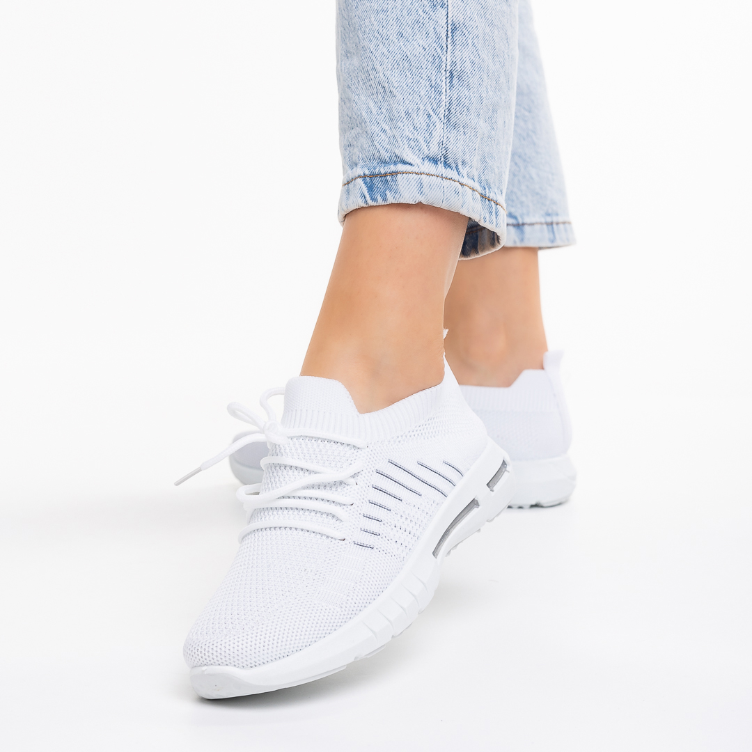 Pantofi sport dama albi din material textil Giavonna
