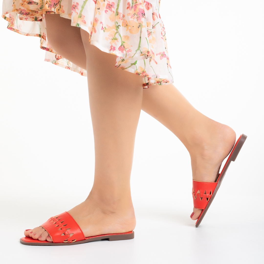 Papuci dama rosii din piele ecologica Railey, 3 - Kalapod.net