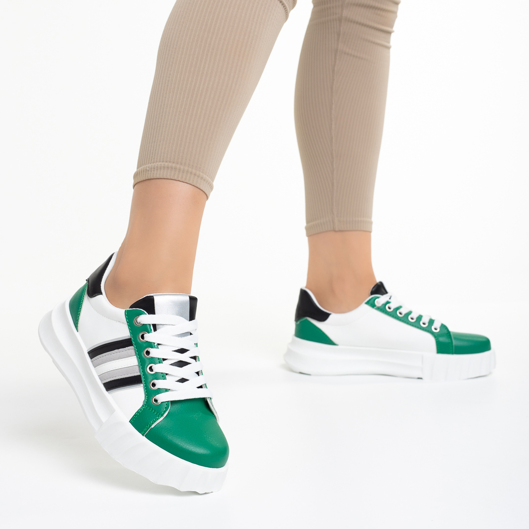 Pantofi sport dama verzi din piele ecologica Valla, 5 - Kalapod.net