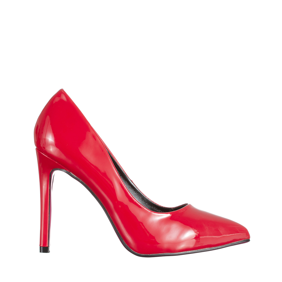 Pantofi dama rosii din piele ecologica lacuita cu toc Lachell, 2 - Kalapod.net