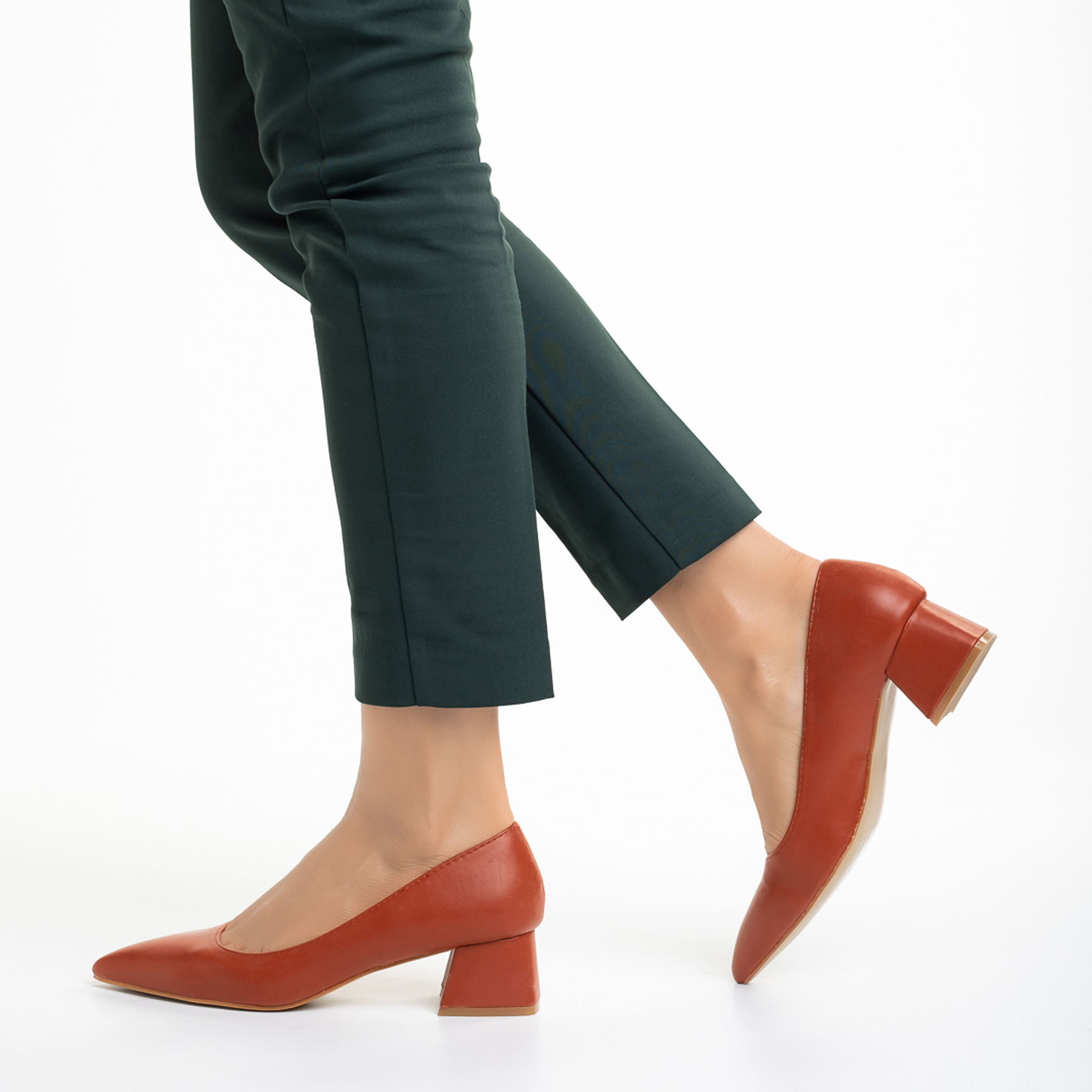 Pantofi dama cu toc Dimina maro inchis, 3 - Kalapod.net