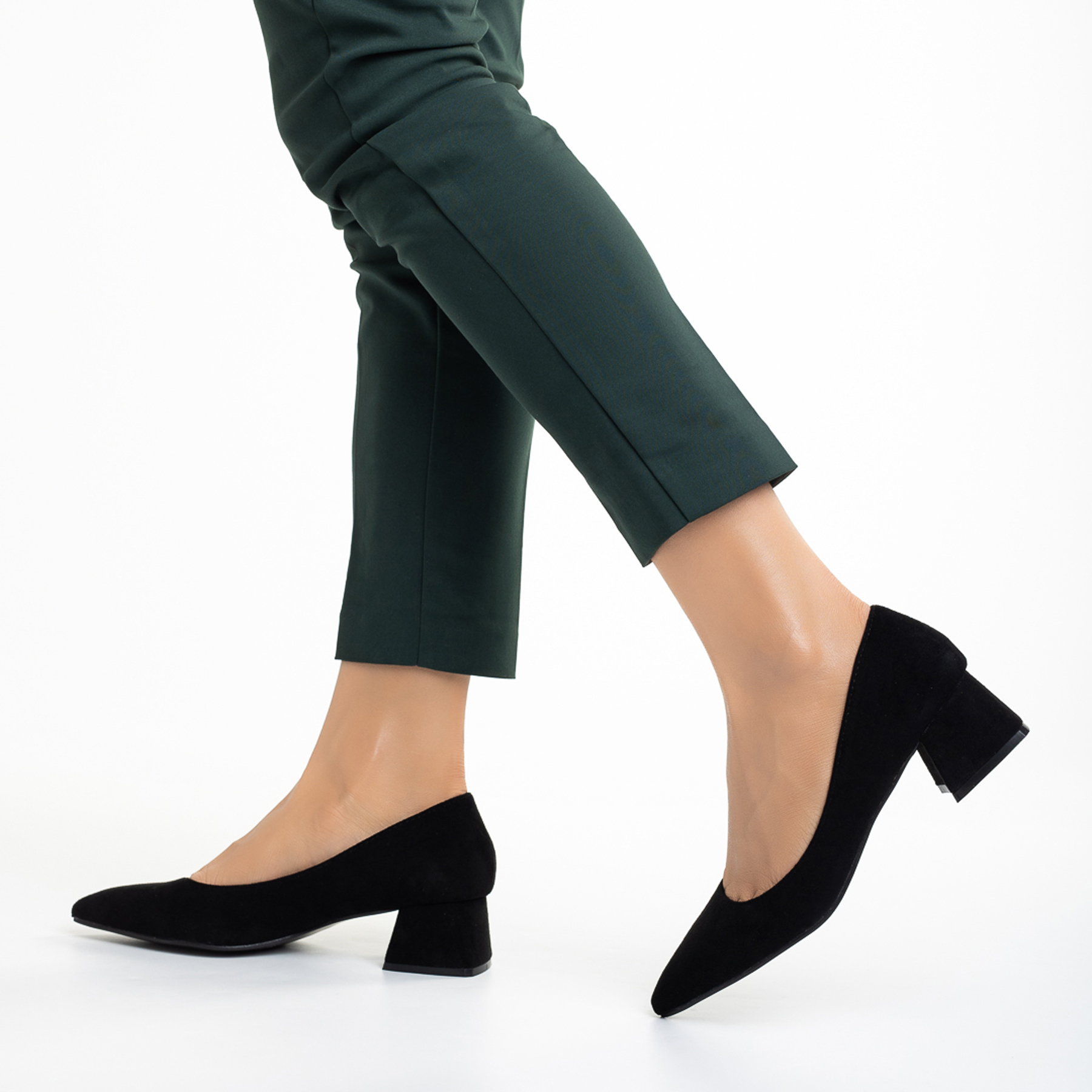 Pantofi dama negri din material textil cu toc Cataleya - Kalapod.net