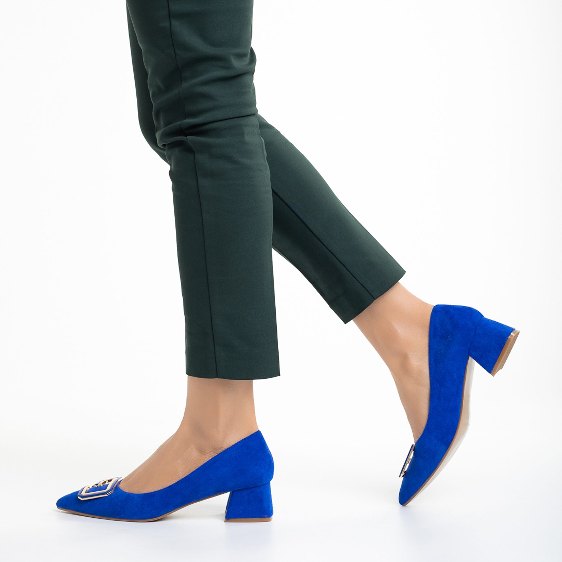 gap Cradle Breeding Pantofi dama albastri din material textil cu toc Ariyah - Kalapod