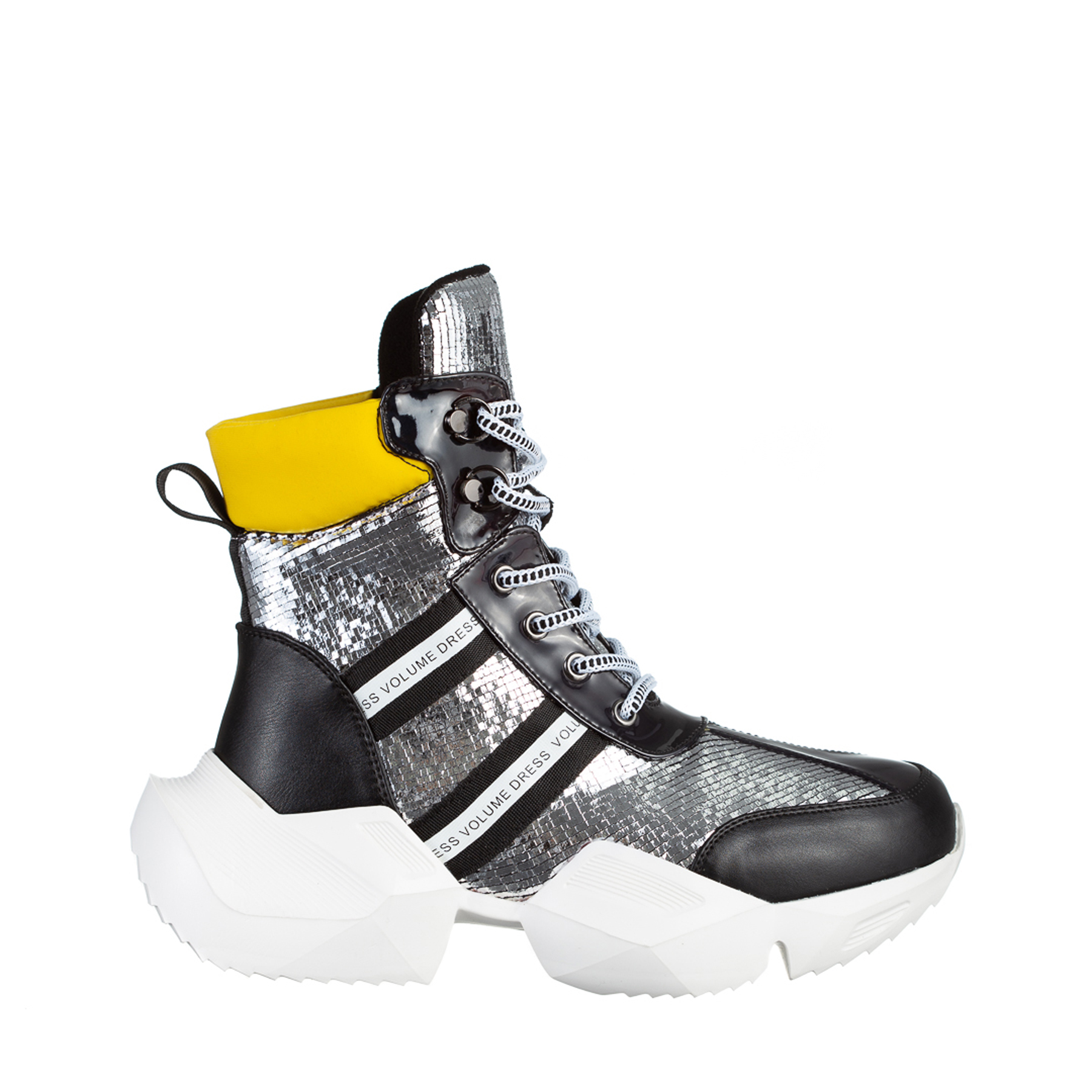 Pantofi sport dama negri cu argintiu din piele ecologica Rashia, 2 - Kalapod.net
