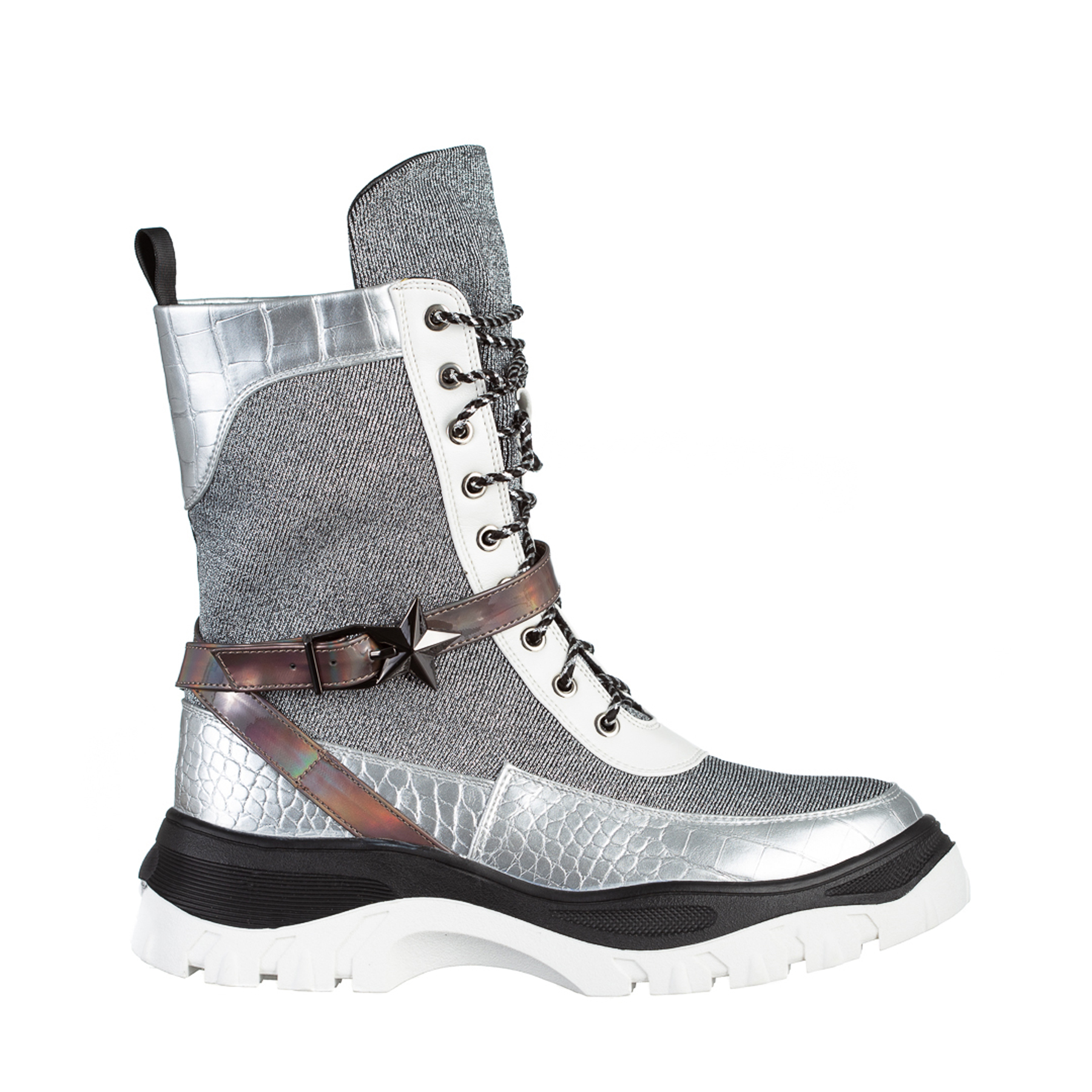 Pantofi sport dama arginti din material textil Regenia, 2 - Kalapod.net