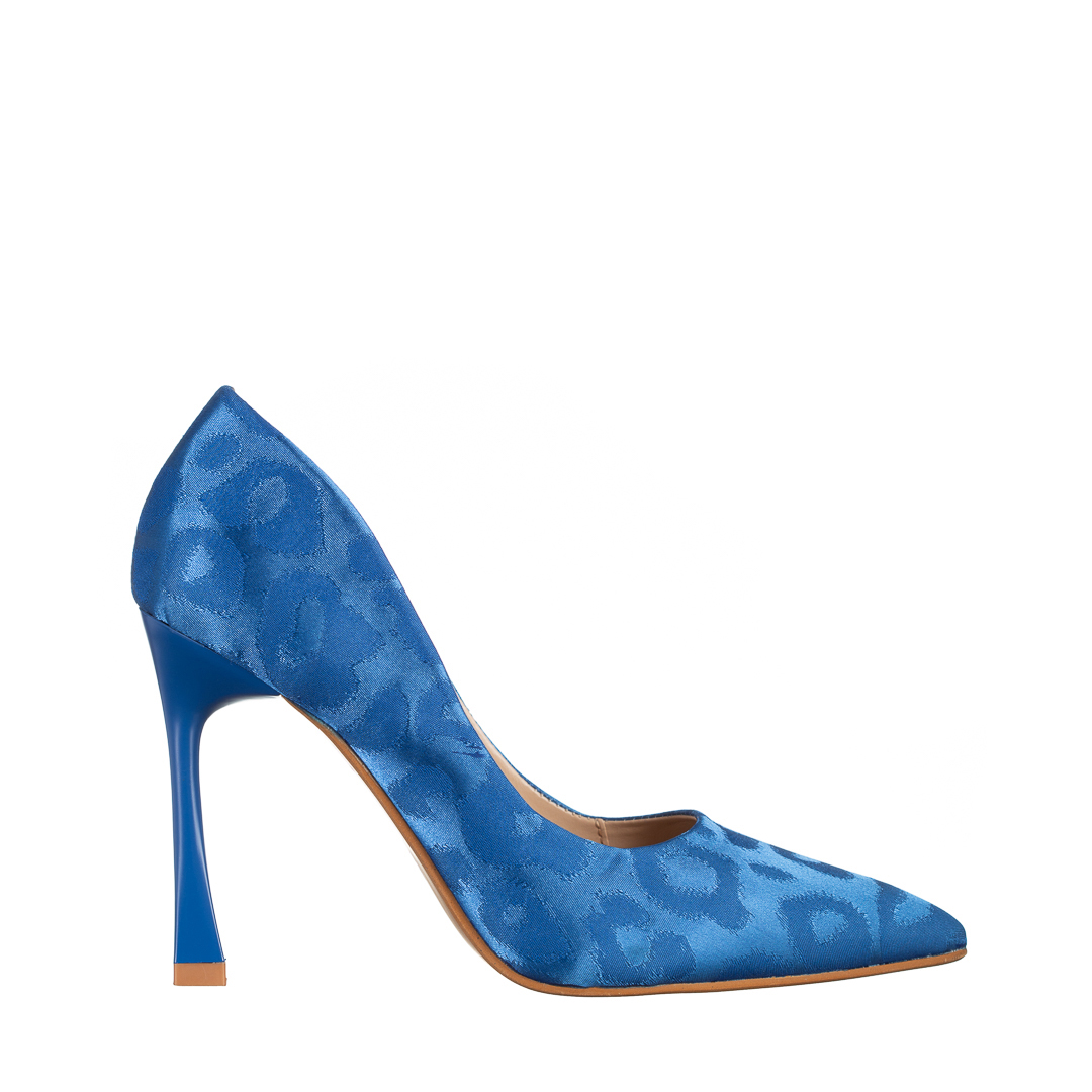 Pantofi dama albastri din material textil cu toc Zaida, 2 - Kalapod.net
