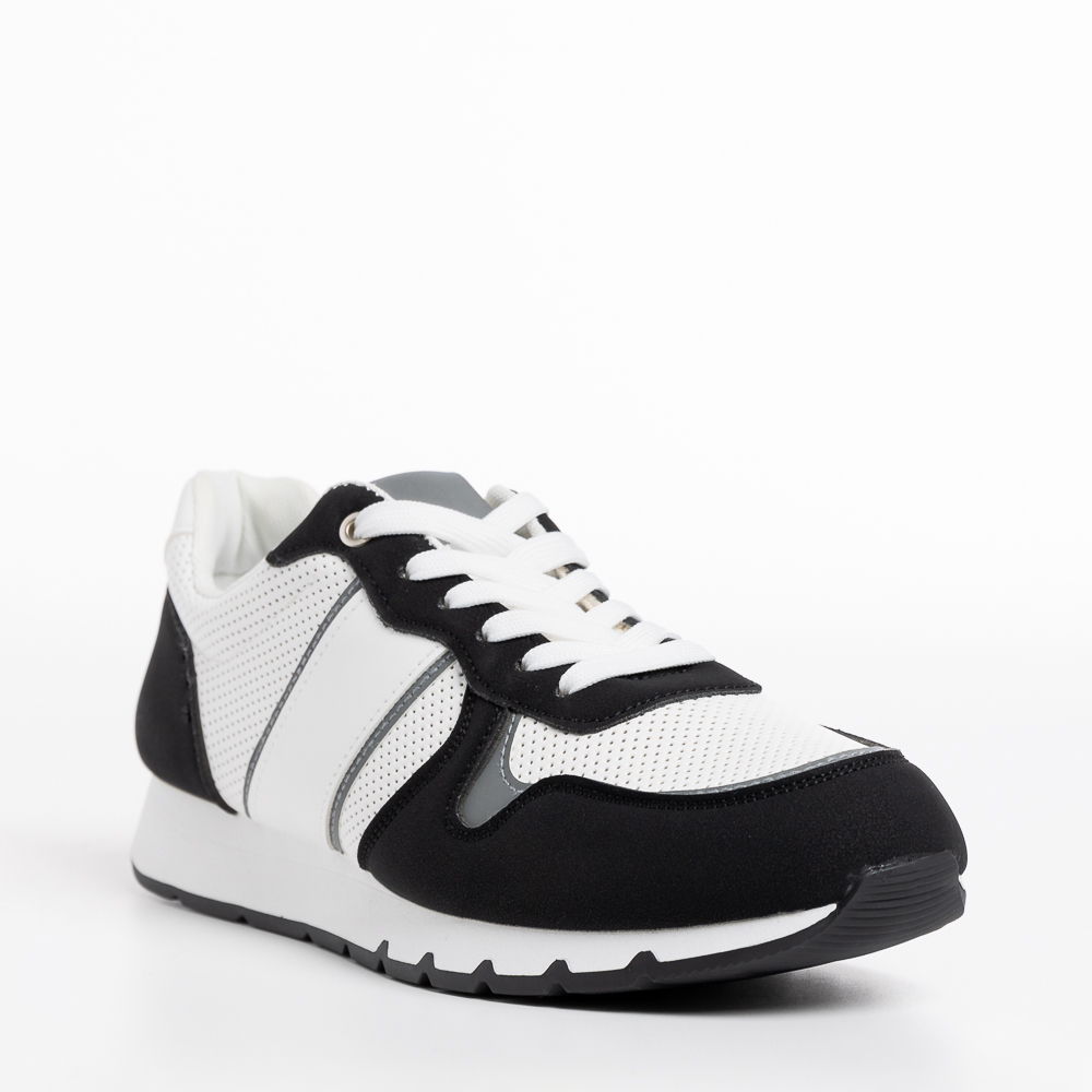 Pantofi sport barbati albi cu negru din material textil Lorenzo, 3 - Kalapod.net