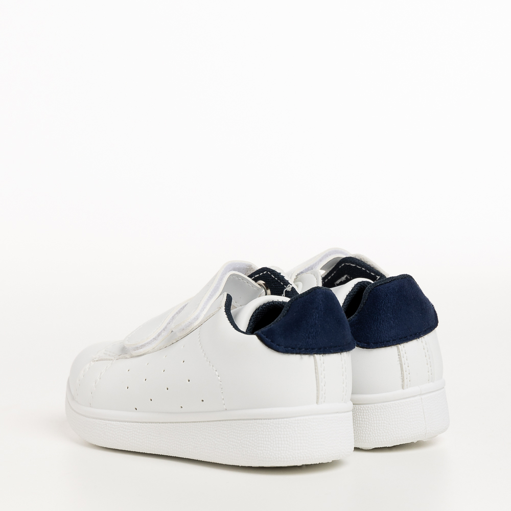 Pantofi sport copii albi cu albastru din piele ecologica  Artio, 4 - Kalapod.net