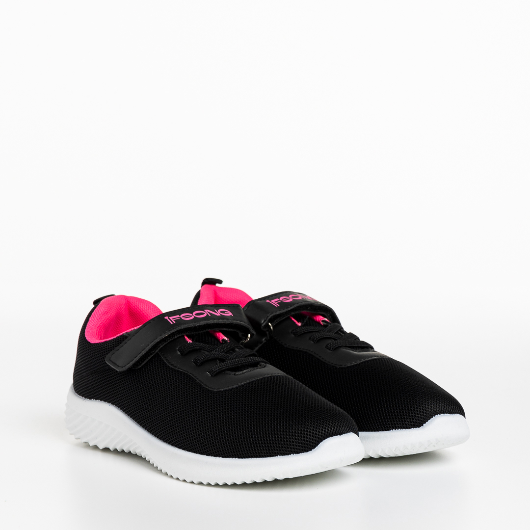 Pantofi sport copii negri cu roz din material textil Amie - Kalapod.net