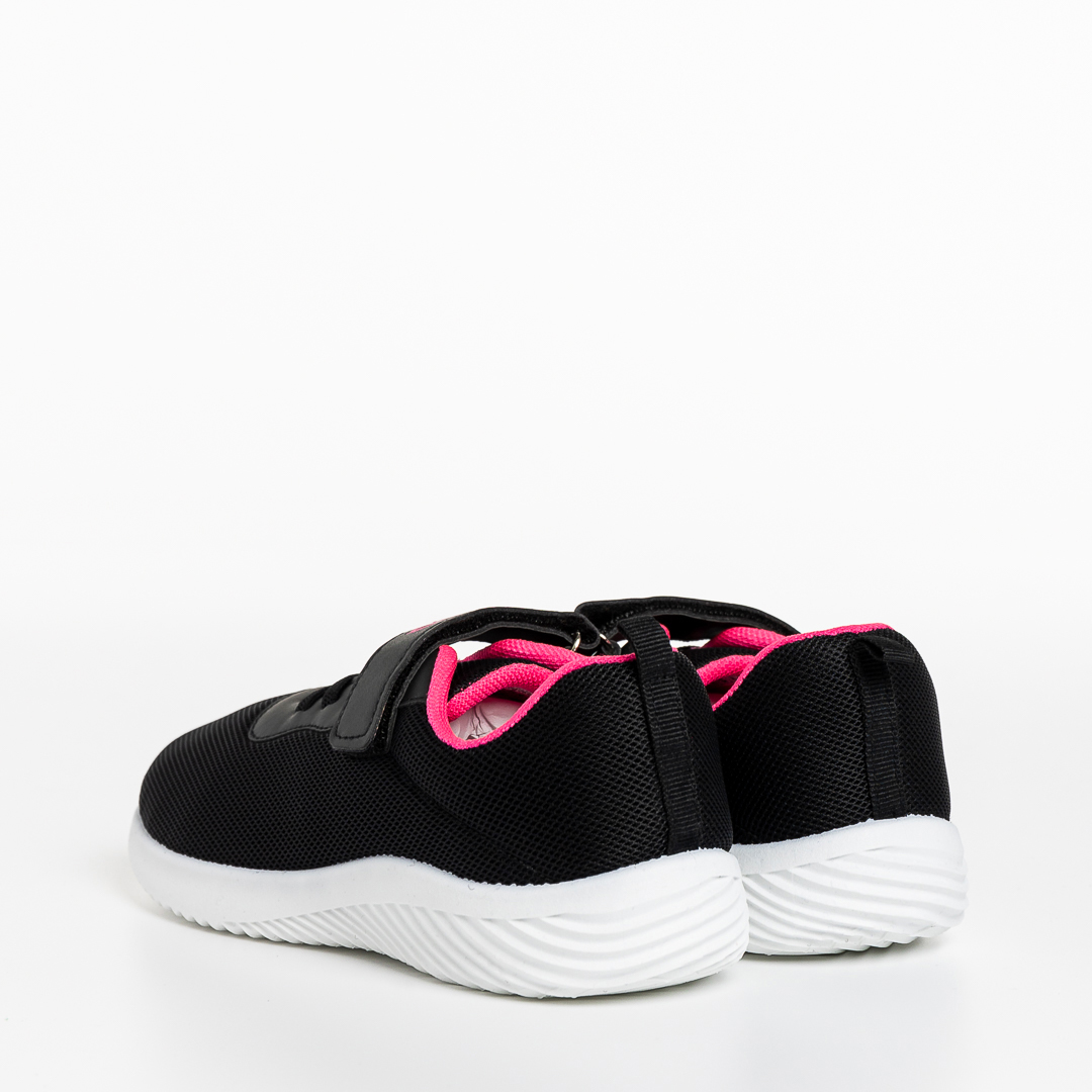 Pantofi sport copii negri cu roz din material textil Amie, 4 - Kalapod.net