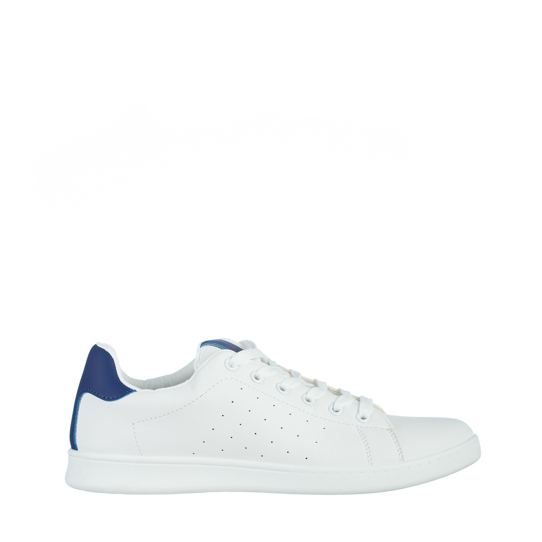 Pantofi sport barbati albi cu albastru din piele ecologica Valeriano, 2 - Kalapod.net