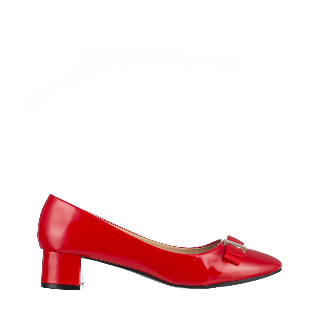 Pantofi dama rosii din piele ecologica lacuita cu toc Denica, 2 - Kalapod.net