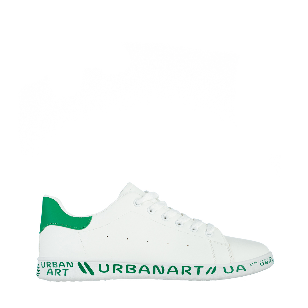 Pantofi sport barbati albi cu verde din piele ecologica Spiros, 2 - Kalapod.net