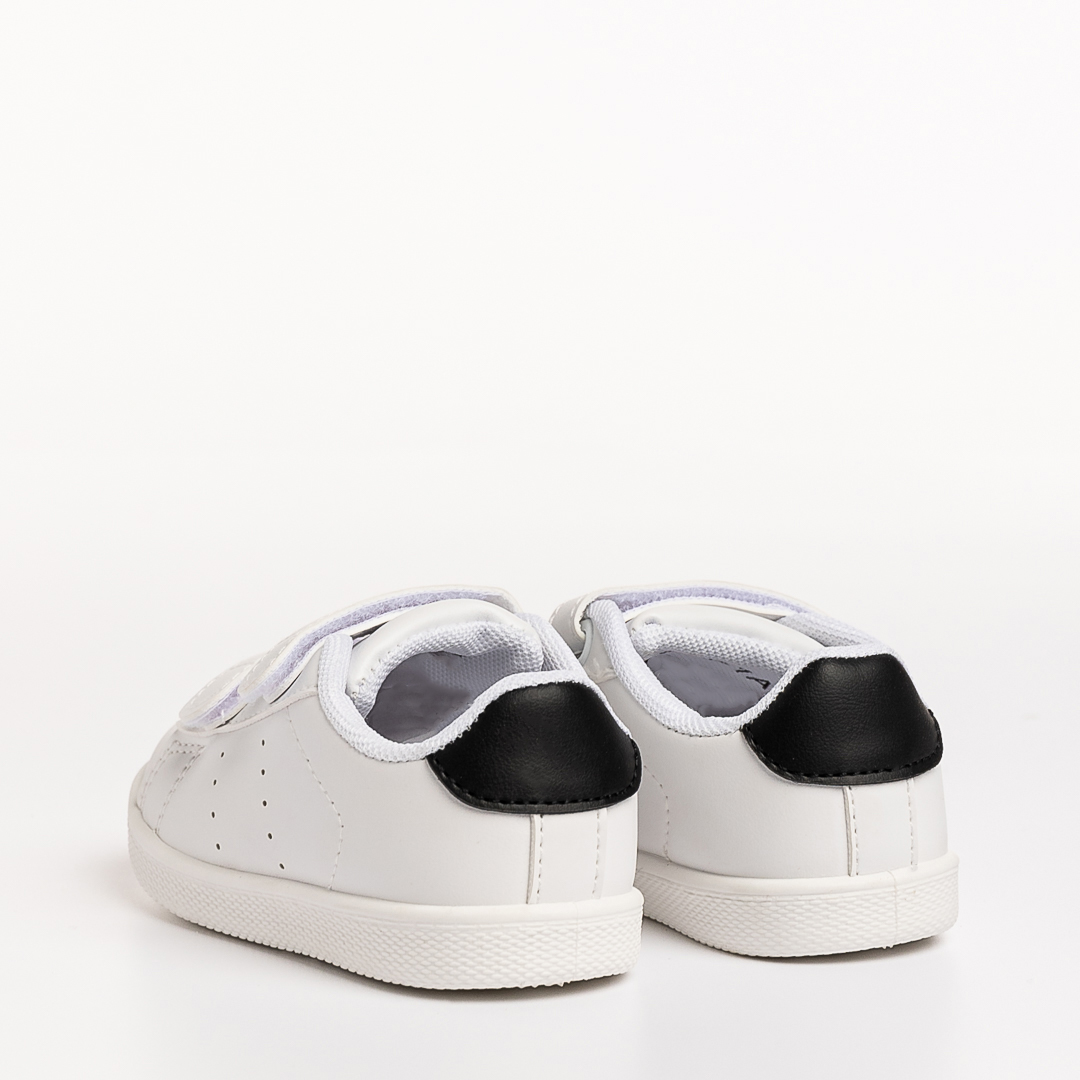 Pantofi sport copii albi cu negru din piele ecologica Barney, 4 - Kalapod.net