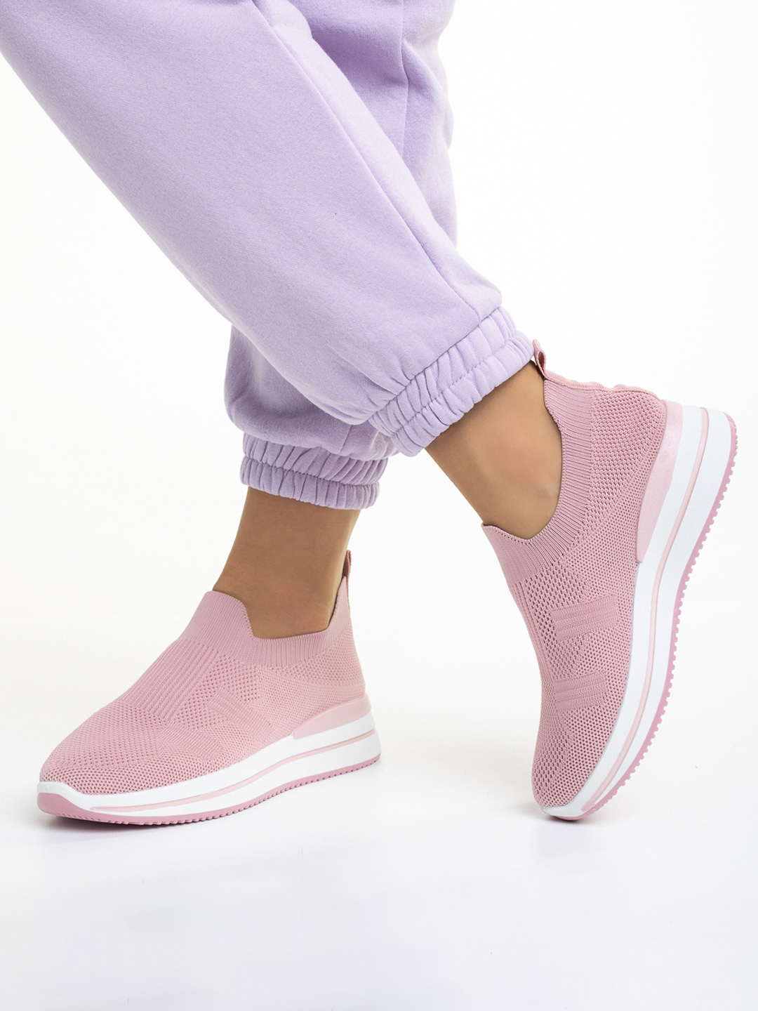Pantofi sport dama roz din material textil Moira, 3 - Kalapod.net