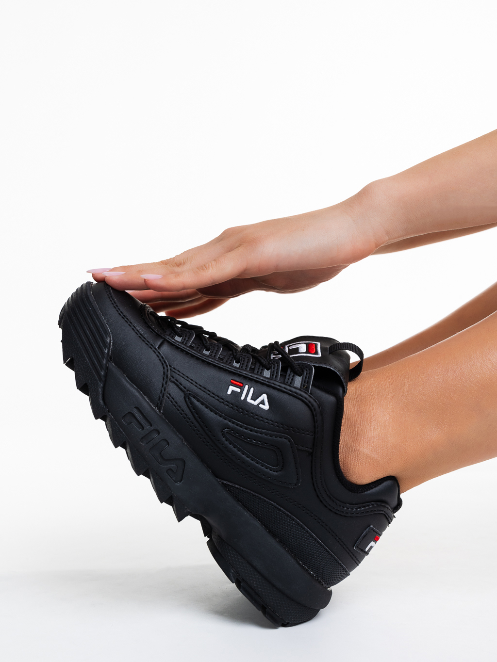 Pantofi sport dama Fila negri din piele ecologica Disruptor V1 Premium, 3 - Kalapod.net