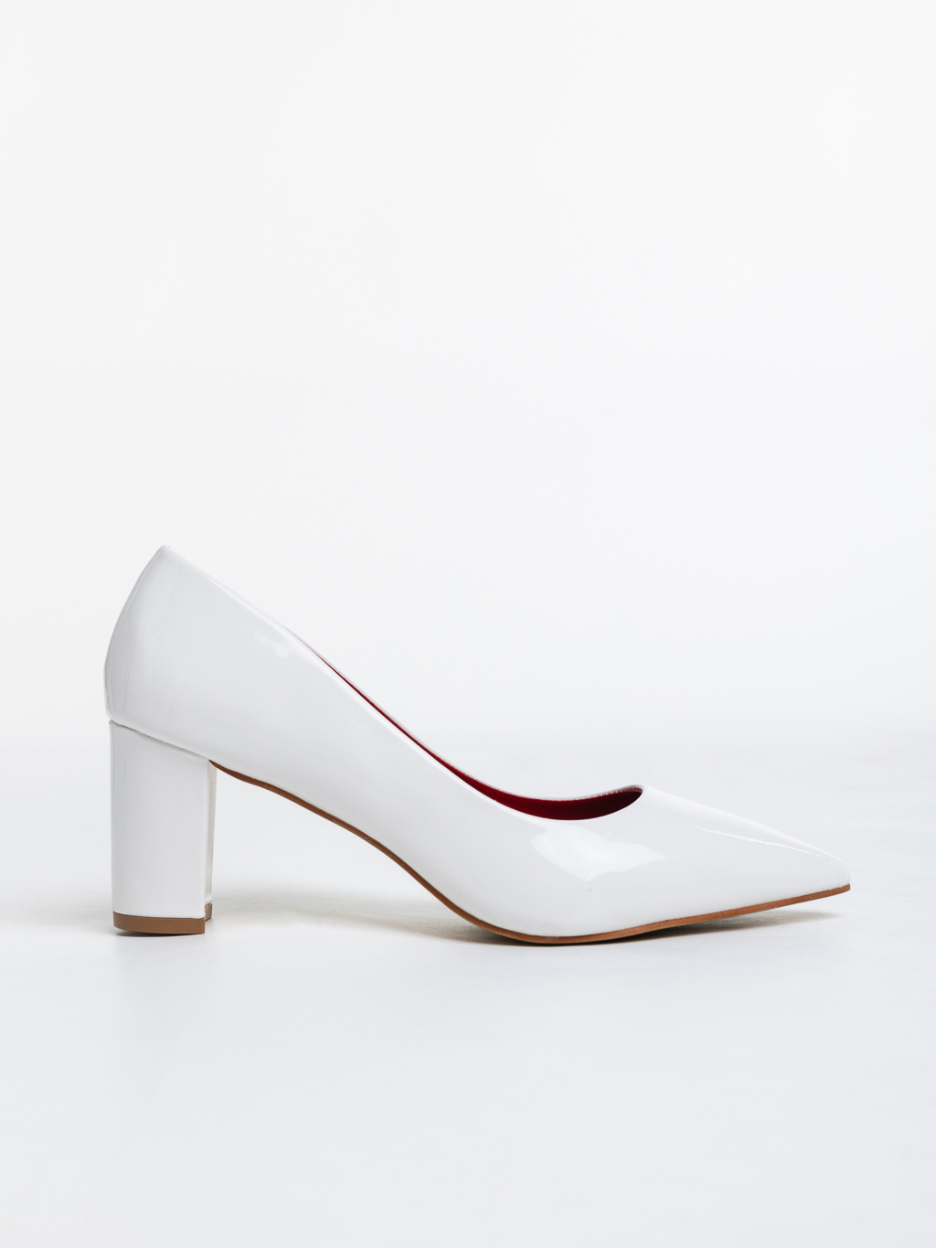 Pantofi dama albi cu toc din piele ecologica lacuita Aspasia, 5 - Kalapod.net