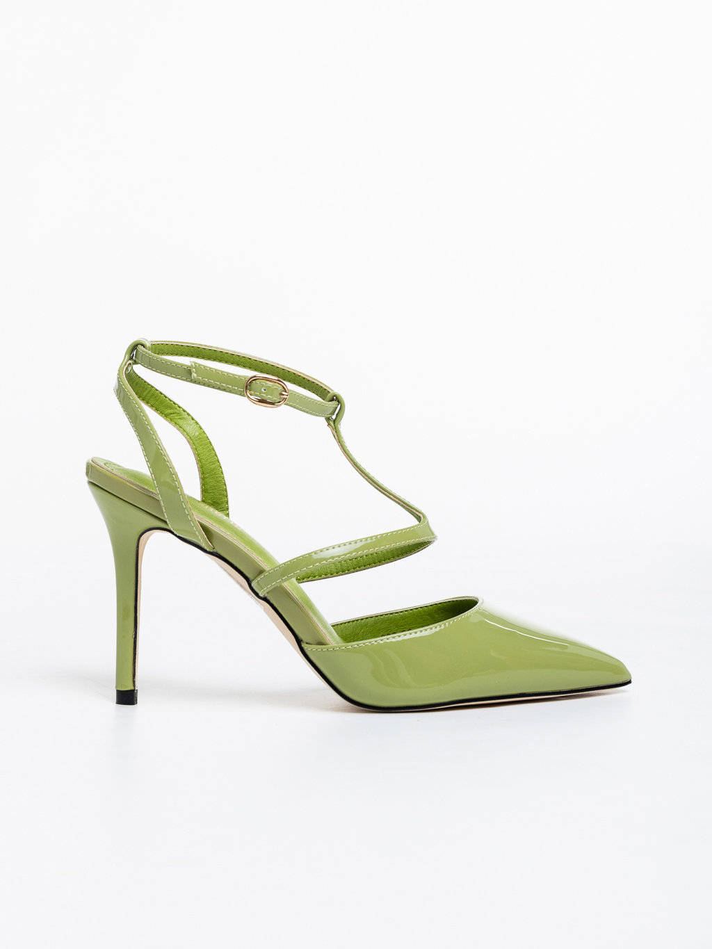Pantofi dama verzi cu toc din piele ecologica lacuita Laelia, 5 - Kalapod.net