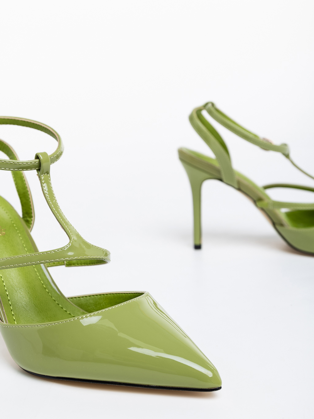 Pantofi dama verzi cu toc din piele ecologica lacuita Laelia, 6 - Kalapod.net