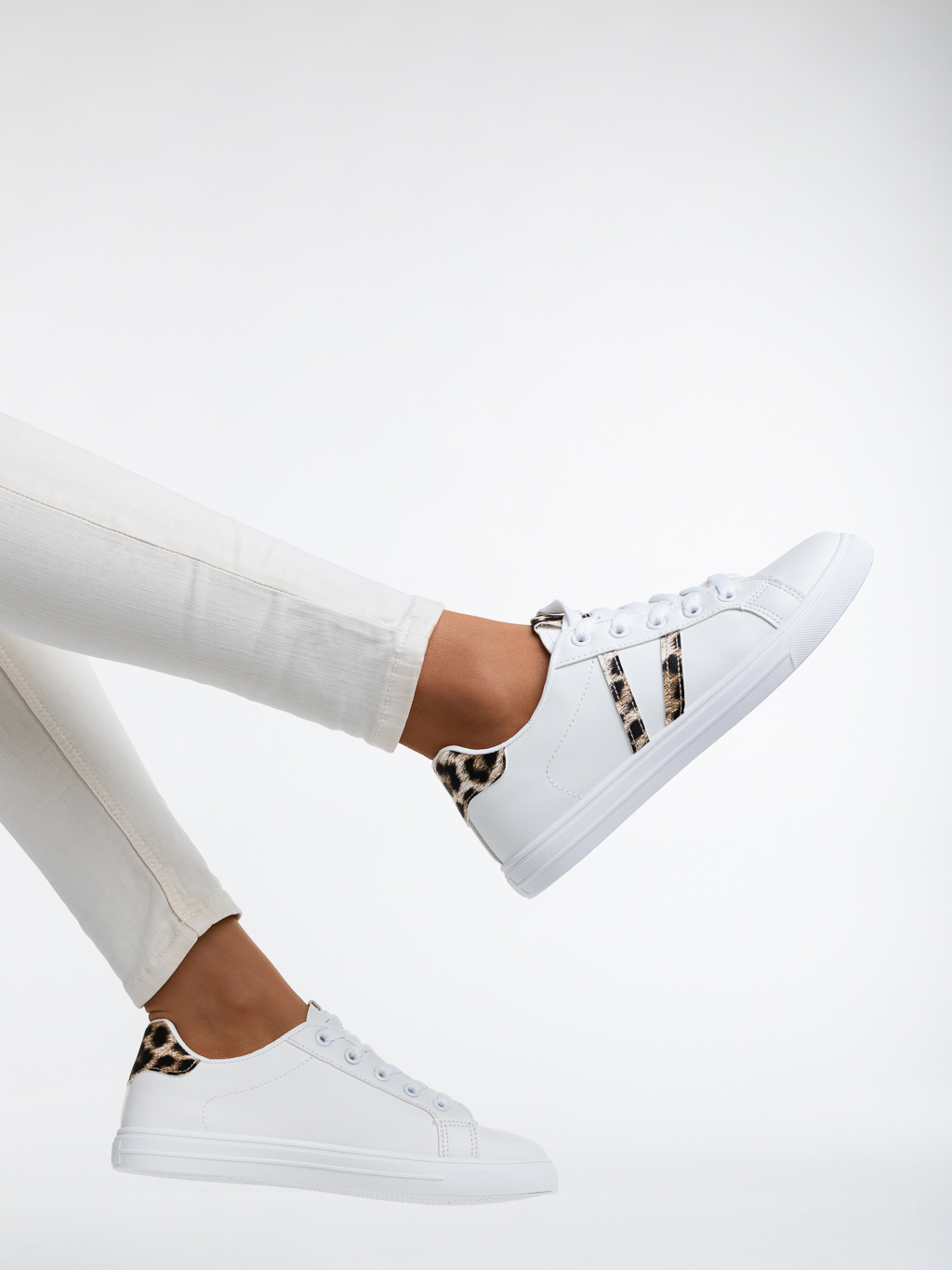 Pantofi sport dama albi cu leopard din piele ecologica Virva, 3 - Kalapod.net