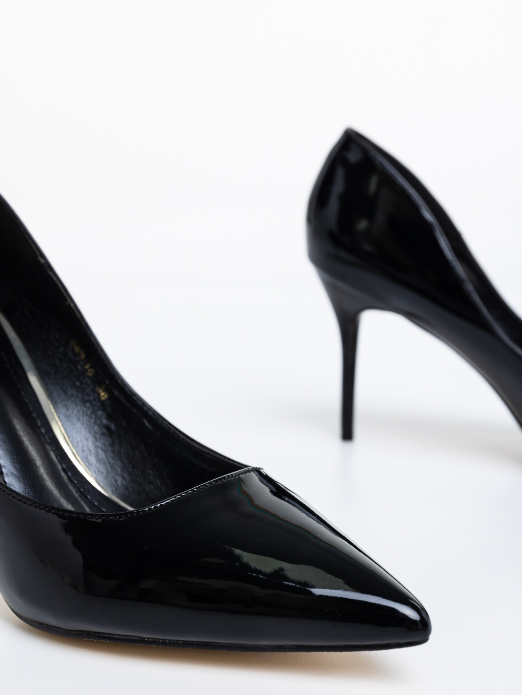 Pantofi dama negri cu toc din piele eecologica lacuita Kesara, 6 - Kalapod.net