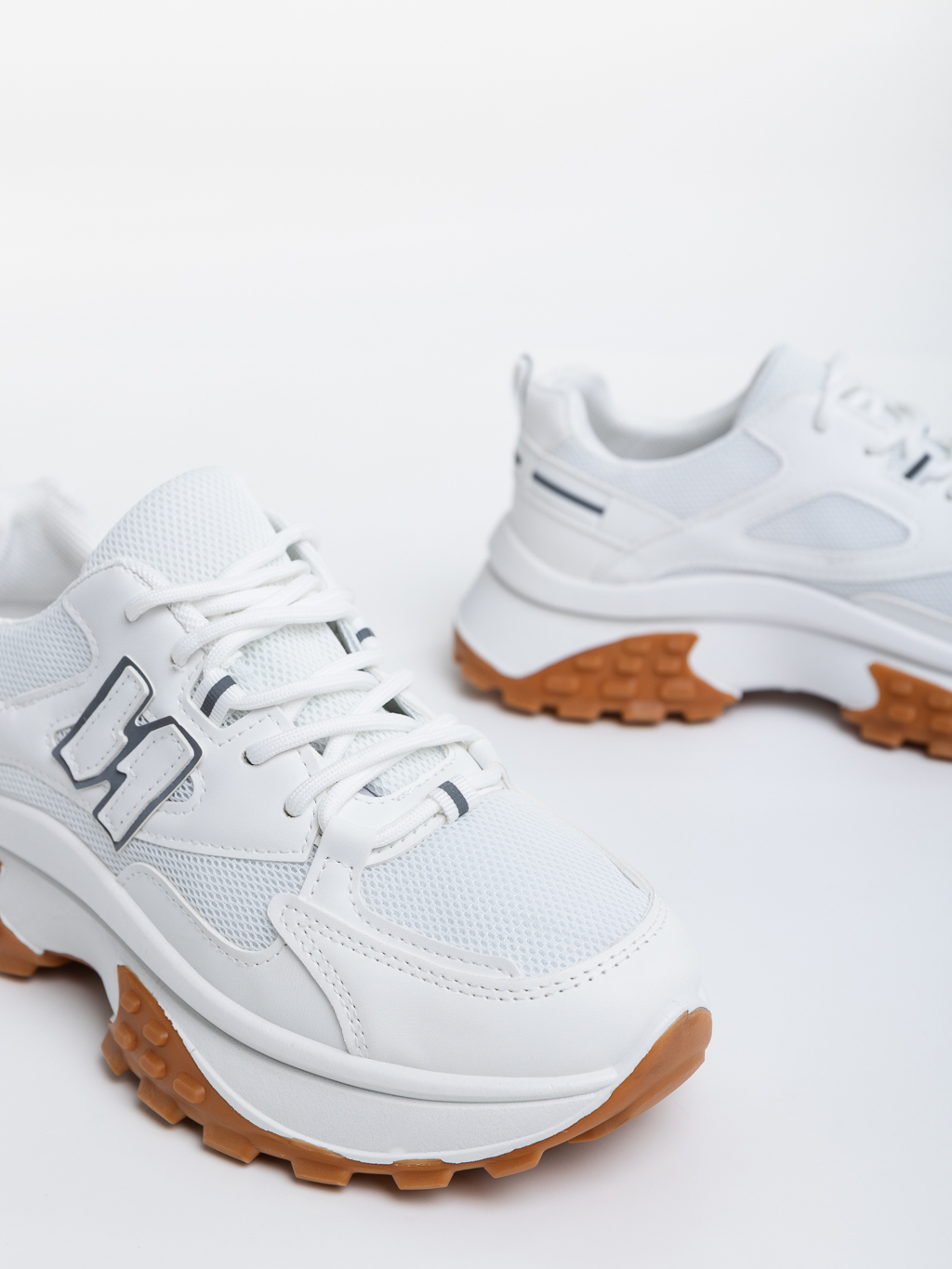 Pantofi sport dama albi din piele ecologica si material textil Jaynie, 6 - Kalapod.net