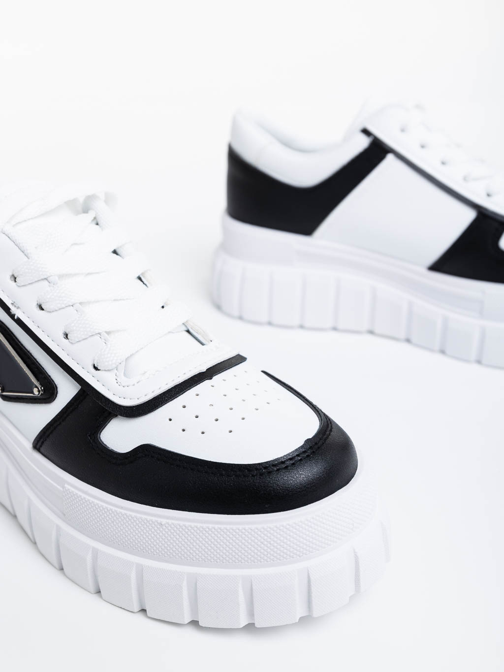 Pantofi sport dama albi cu negru din piele ecologica Retta, 6 - Kalapod.net
