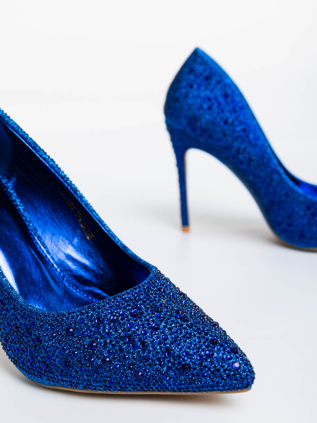 Pantofi dama albastri cu toc din material textil Marlys, 6 - Kalapod.net