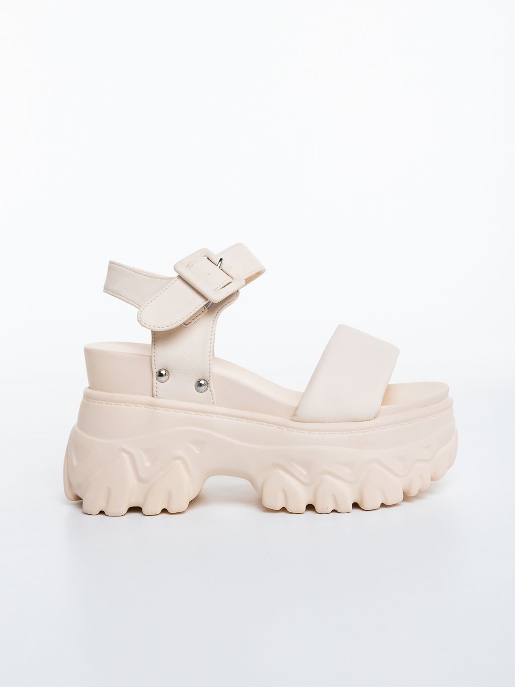 Sandale dama cu platforma bej din piele ecologica Nahara, 5 - Kalapod.net Sandale dama cu platforma bej din piele ecologica Nahara, 5 - Kalapod.net