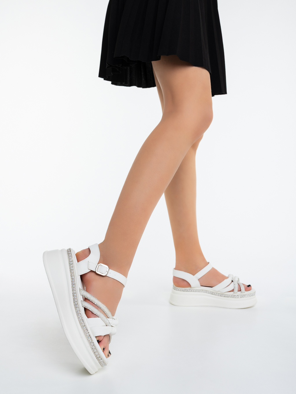 Sandale dama cu platforma albe din piele ecologica Asara, 2 - Kalapod.net Sandale dama cu platforma albe din piele ecologica Asara, 2 - Kalapod.net