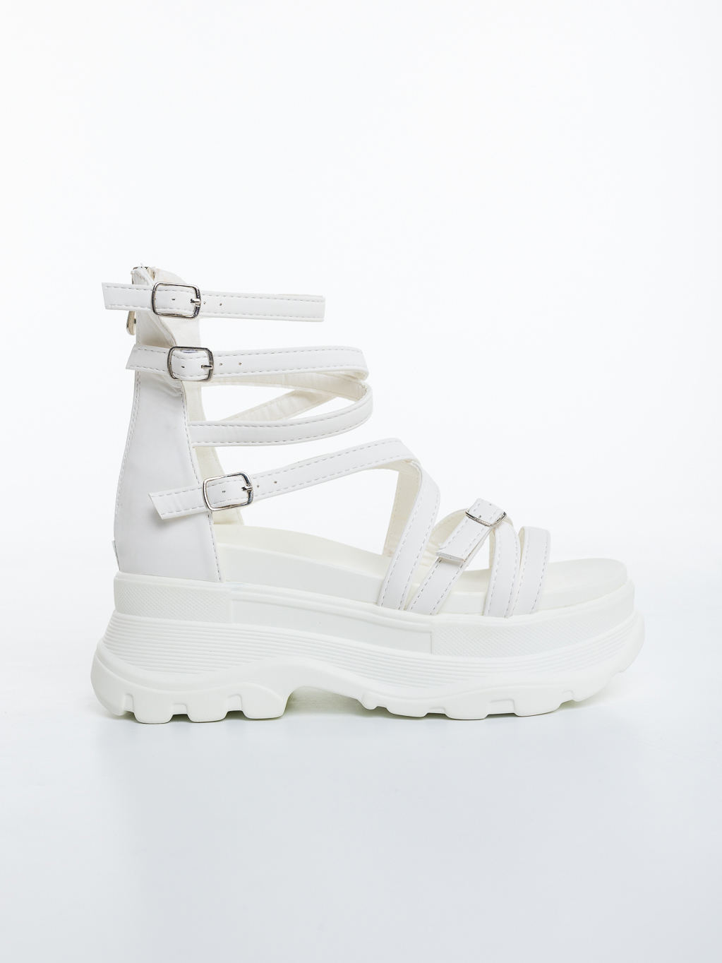 Sandale dama cu platforma albe din piele ecologica Nihana, 5 - Kalapod.net Sandale dama cu platforma albe din piele ecologica Nihana, 5 - Kalapod.net