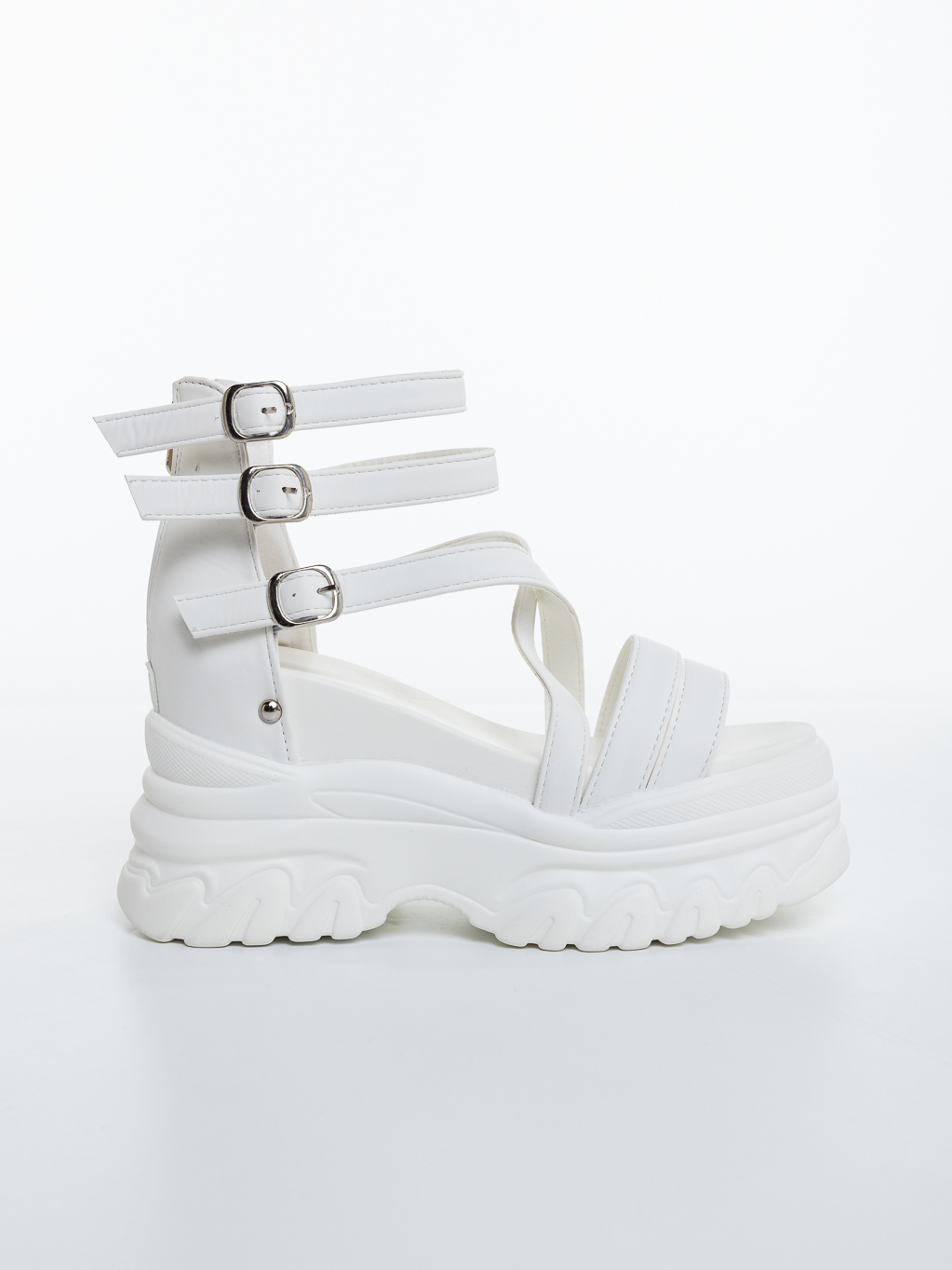 Sandale dama cu platforma albe din piele ecologica Hanalia, 5 - Kalapod.net Sandale dama cu platforma albe din piele ecologica Hanalia, 5 - Kalapod.net