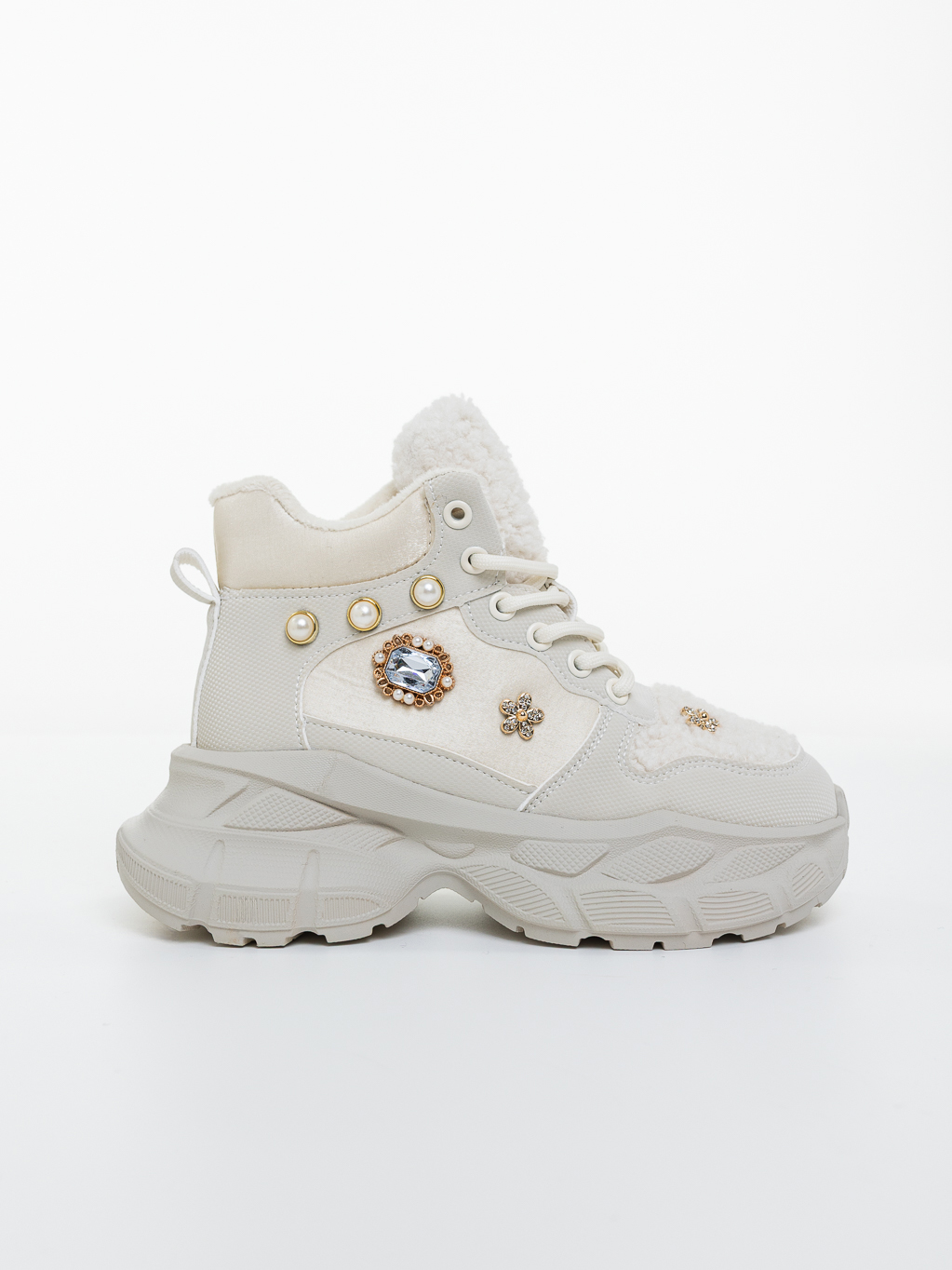 Ghete dama cu platforma bej din material textil Lasara, 5 - Kalapod.net Ghete dama cu platforma bej din material textil Lasara, 5 - Kalapod.net