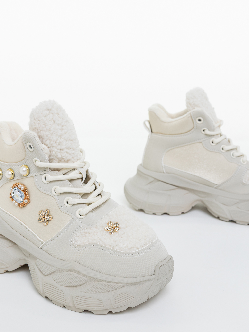 Ghete dama cu platforma bej din material textil Lasara, 6 - Kalapod.net Ghete dama cu platforma bej din material textil Lasara, 6 - Kalapod.net