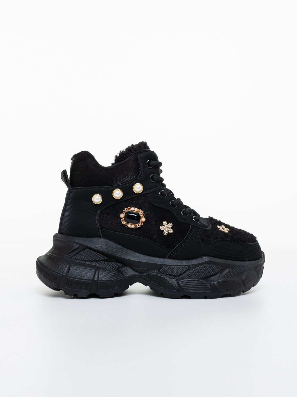 Ghete dama cu platforma negre din material textil Lasara, 5 - Kalapod.net Ghete dama cu platforma negre din material textil Lasara, 5 - Kalapod.net