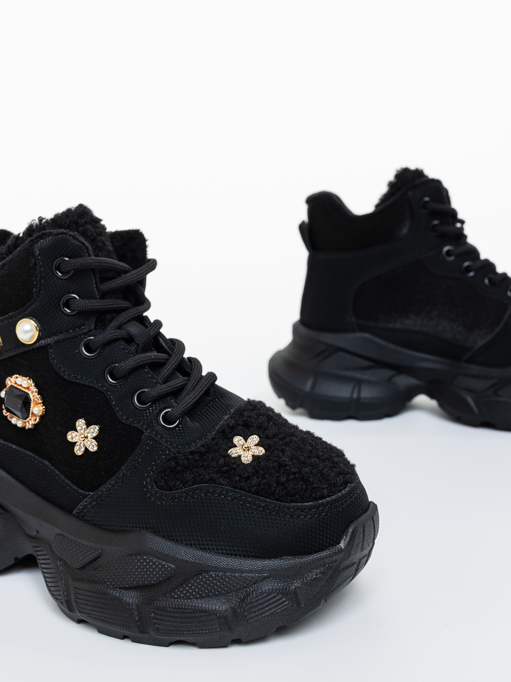 Ghete dama cu platforma negre din material textil Lasara, 6 - Kalapod.net Ghete dama cu platforma negre din material textil Lasara, 6 - Kalapod.net