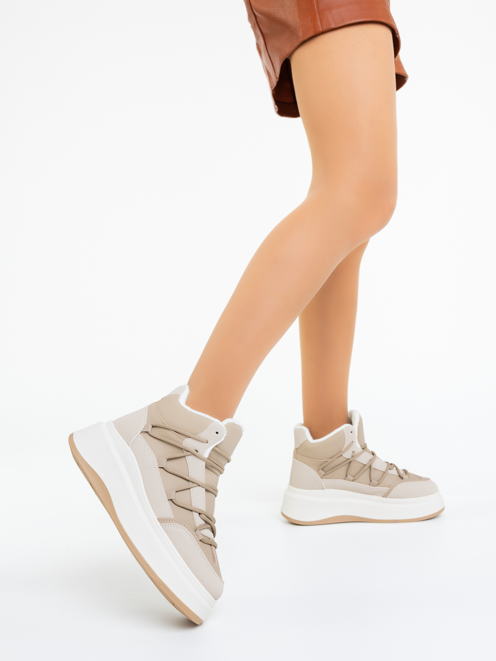 Ghete dama bej din piele ecologica Loretta - Kalapod.net Ghete dama bej din piele ecologica Loretta - Kalapod.net