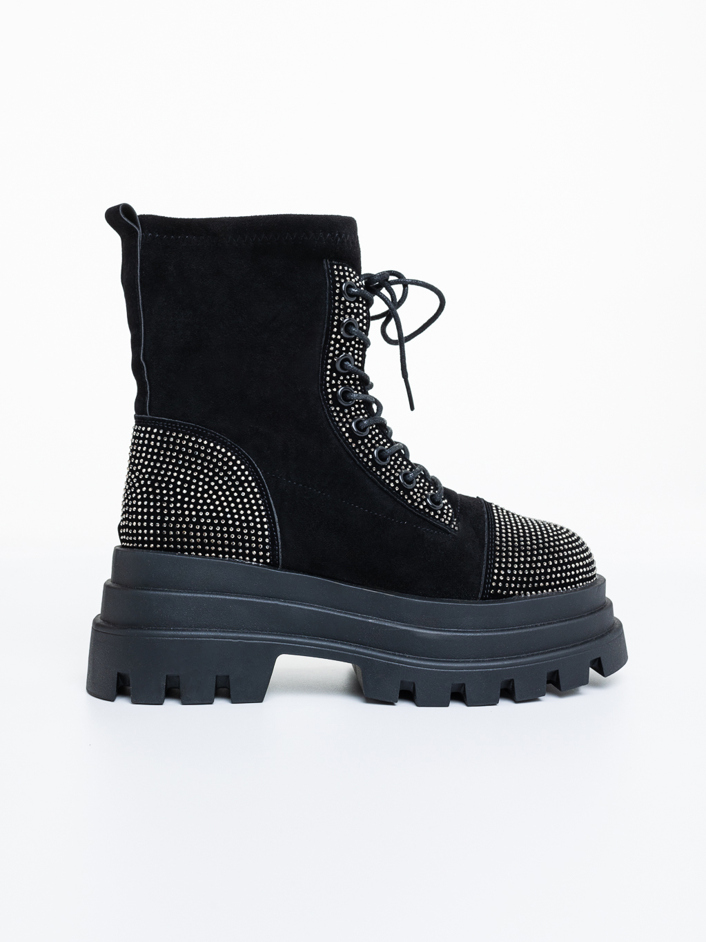 Ghete dama cu platforma negre din material textil cu aplicatii argintii Iraja, 5 - Kalapod.net Ghete dama cu platforma negre din material textil cu aplicatii argintii Iraja, 5 - Kalapod.net