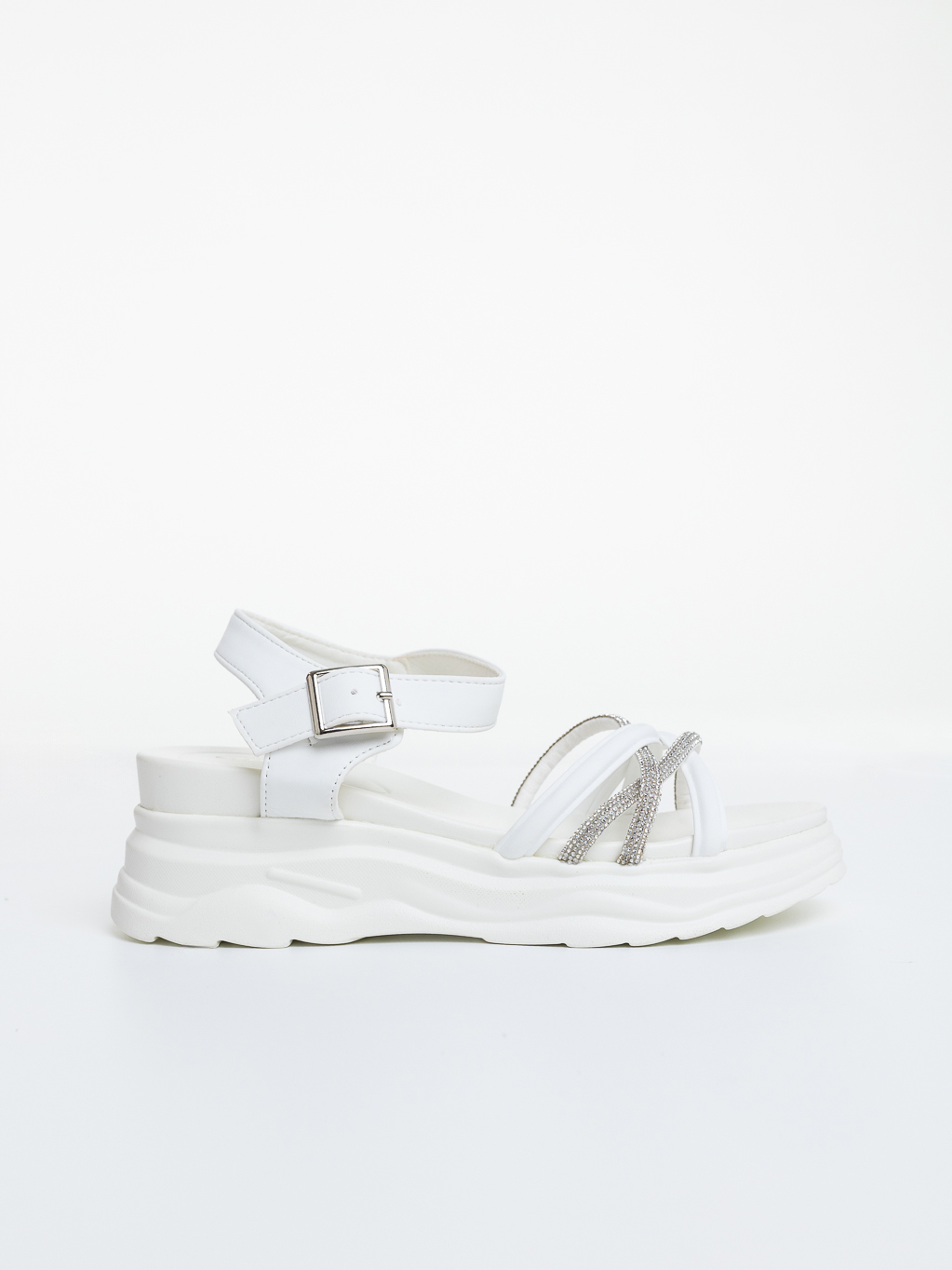 Sandale dama  cu platforma albe din piele ecologica Adasa, 5 - Kalapod.net Sandale dama  cu platforma albe din piele ecologica Adasa, 5 - Kalapod.net
