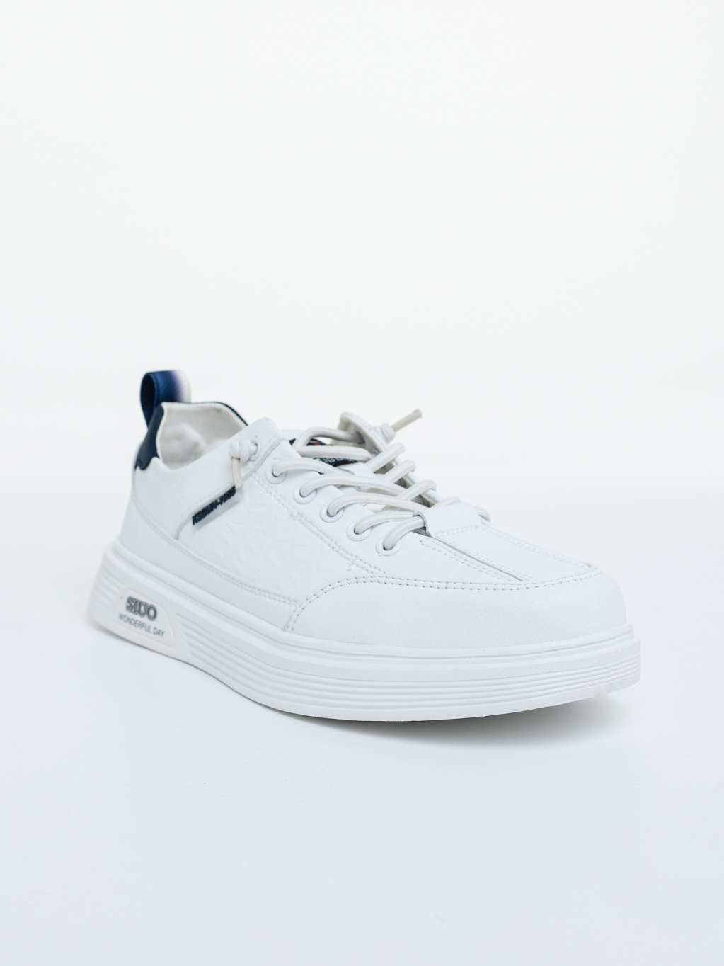 Pantofi sport barbati albi cu albastru din piele ecologica Adler - Kalapod.net Pantofi sport barbati albi cu albastru din piele ecologica Adler - Kalapod.net