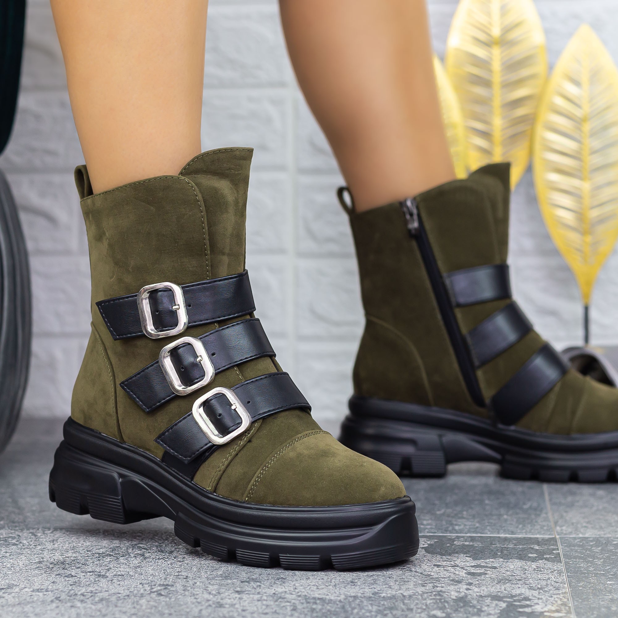 Ghete dama verzi din material textil Gabbie - Kalapod.net Ghete dama verzi din material textil Gabbie - Kalapod.net