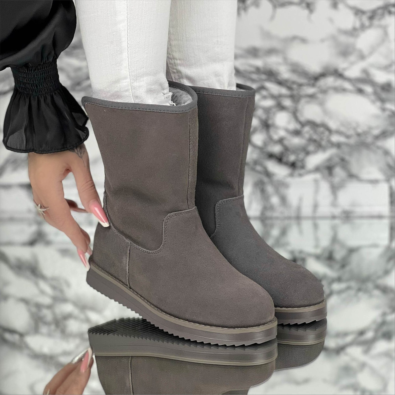 Ghete dama gri din piele naturala Kesia, 5 - Kalapod.net Ghete dama gri din piele naturala Kesia, 5 - Kalapod.net